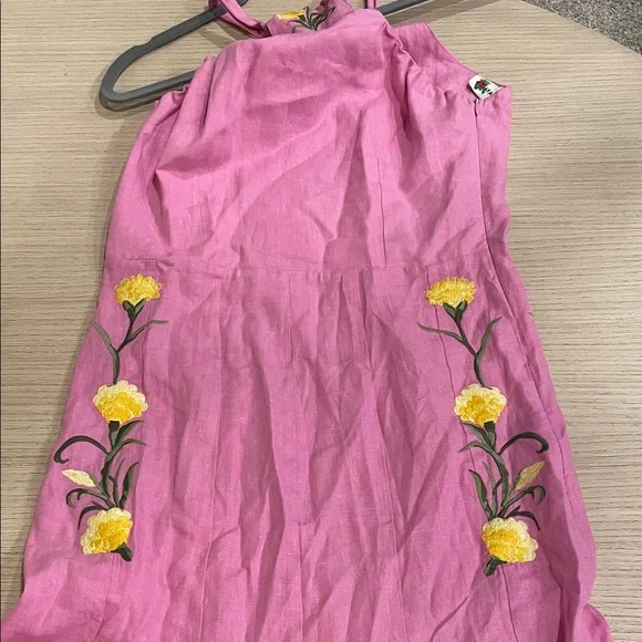 Fanm Mon, Pink Floral Embroidered Maxi Dress, Size S - Picture 6 of 9